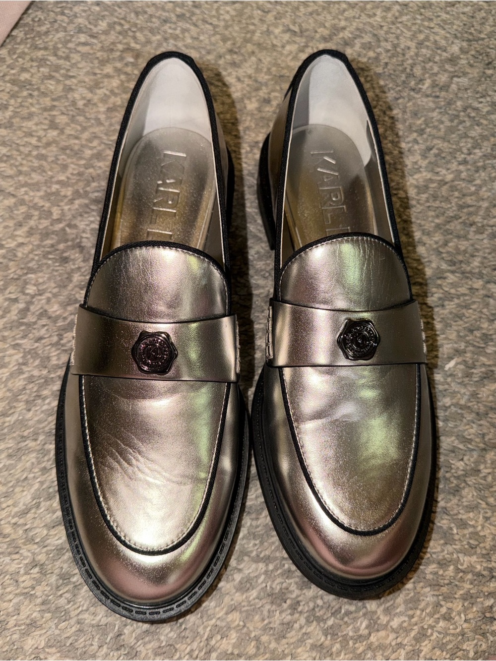 Karl Lagerfeld Paris Rylyn Silver Loafers - Picture 3 of 8